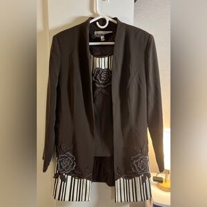 Maxene Couture of New York Women’s vintage jacket and blouse, brown color,sz 12